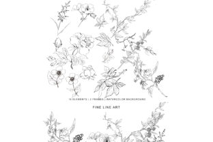 Download Hand Drawn Fine Line Wild Flowers Set - Flower Collection