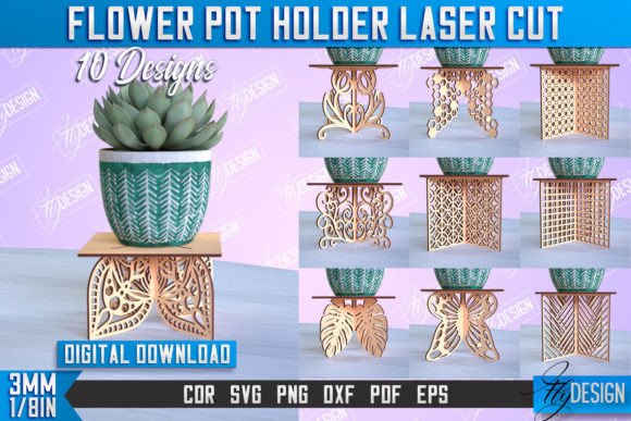 Download Flower Pot Holder Laser Cut | Home Decor - Flower Collection