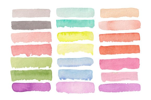 Download Watercolor Multicolor Brush Strokes Set - Stroke Collection