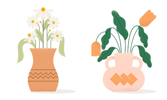 Download Flat Abstract Trendy Flowers in Vase - Flower Collection
