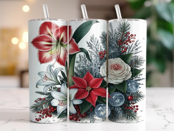 Download Elegant Holiday Flowers Tumbler Wrap PNG - Flower Collection