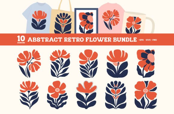 Download Abstract Retro Flower Clipart SVG Bundle - Retro Collection