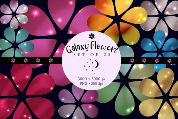 Download Colorful Flowers with Stars Clipart - Flower Collection