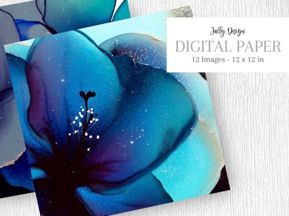 Download Navy Blue Alcohol Ink Flower &amp; Glitter - Flower Collection