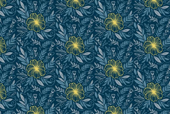 Download Continuous Seamless Flower Line Pattern - Flower Collection