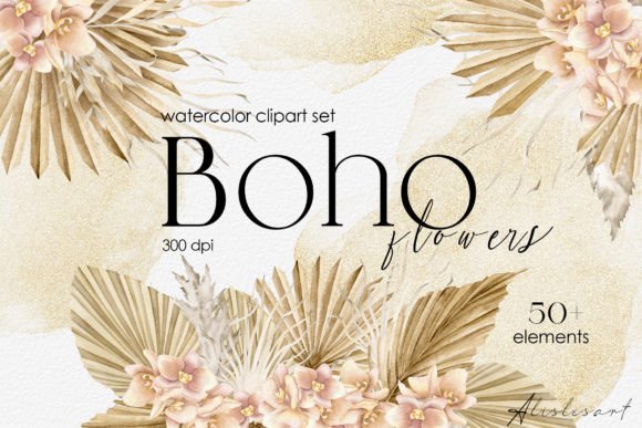 Download Boho Flowers Watercolor Clipart| Floral - Flower Collection