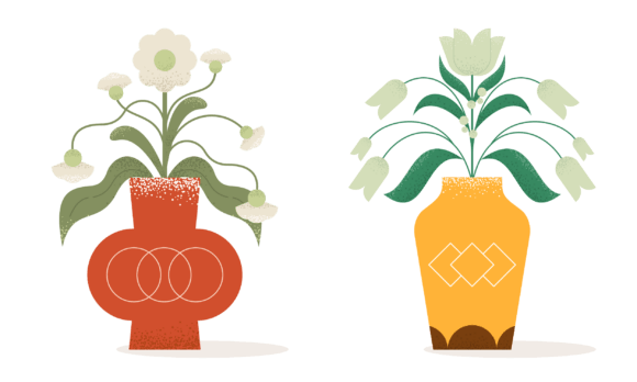Download Flat Abstract Trendy Flowers in Vase - Flower Collection