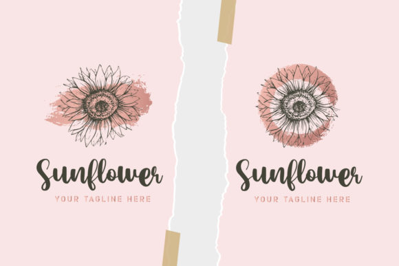 Download Sunflower Hand Drawn Floral Logo Premium - Flower Collection