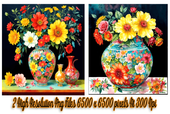 Download Watercolor Flowers in Vase Set of 2 - Flower Collection