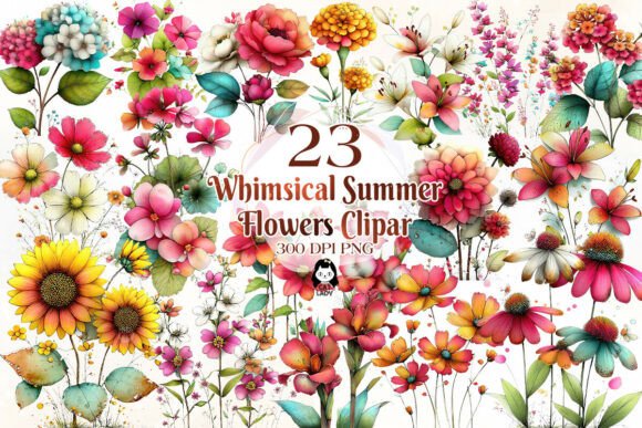 Download Whimsical Summer Flower Species Clipart - Flower Collection