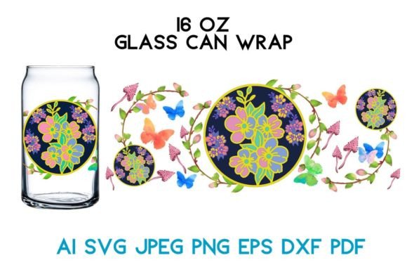 Download 16 Oz Glass Autumn Holiday Flowers SVG - Flower Collection